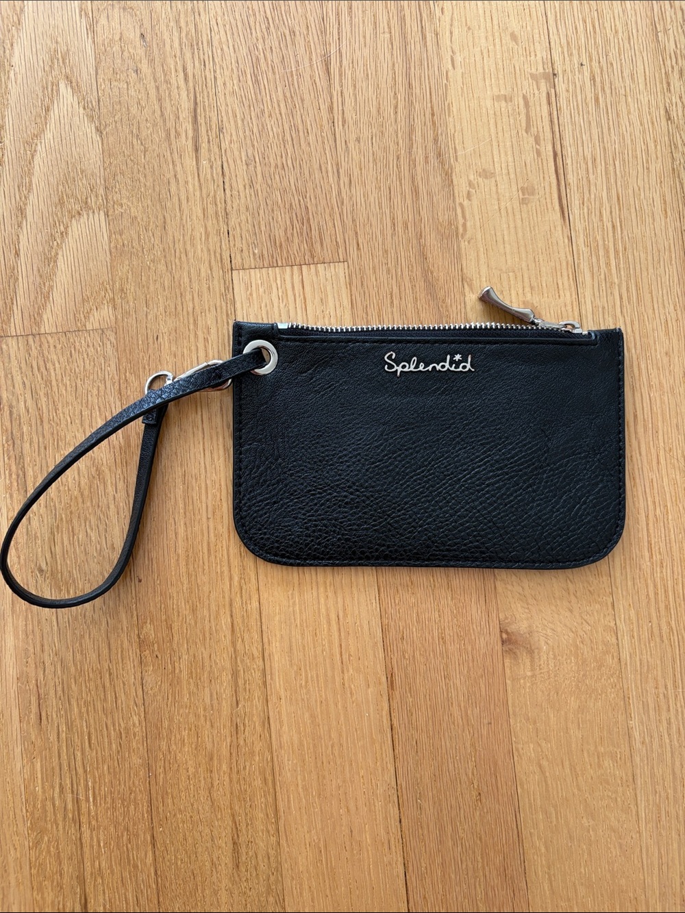 Splendid Black Leather Wristlet Clutch